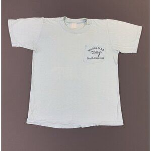 Rare Vintage 80s Holden Beach North Carolina Pocket Tee Single Stitch Art Shirt